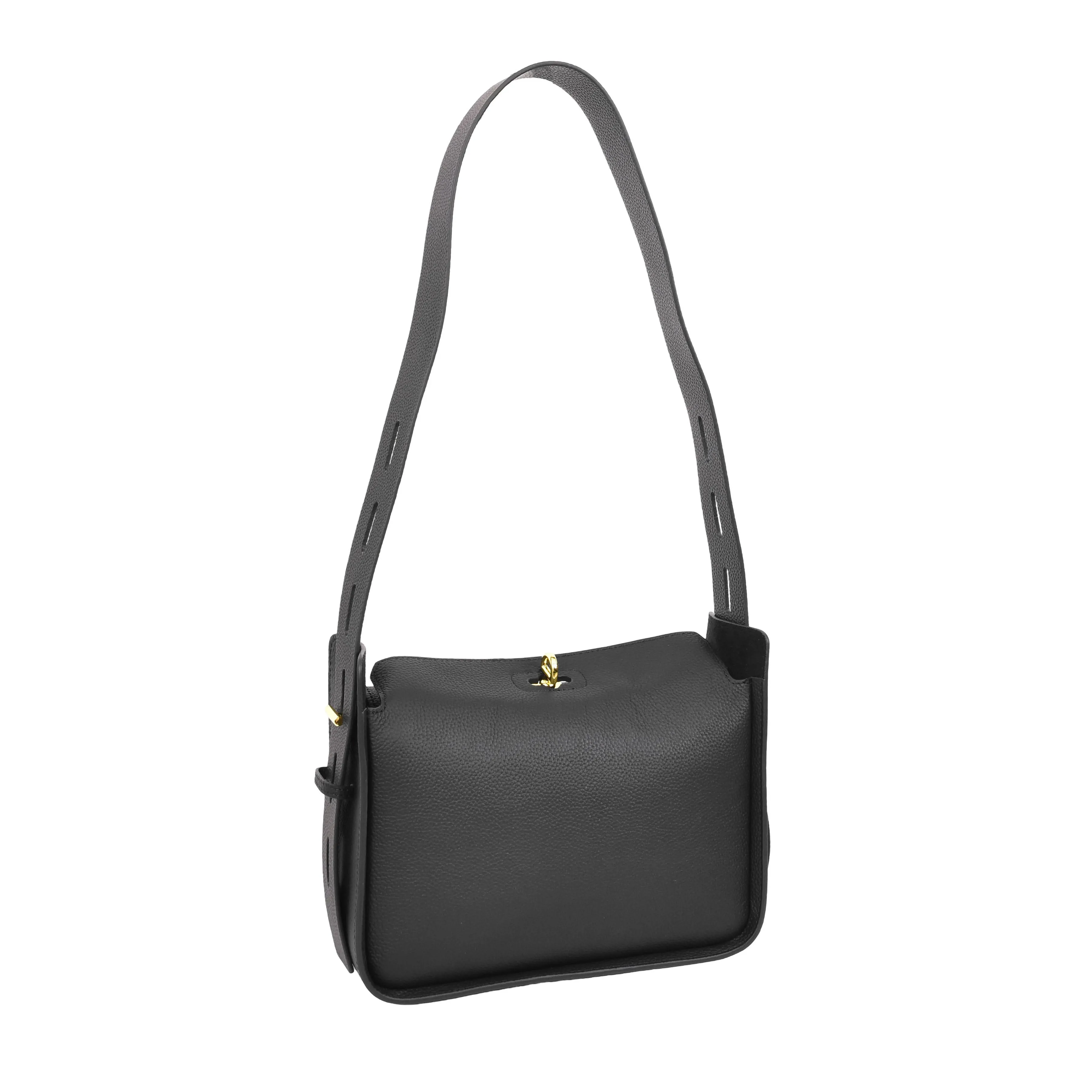 Toronto Women's Classic Real Leather Organiser Shoulder Bag Black