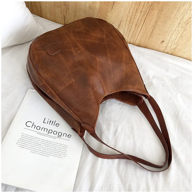 Tote Bag Artistic Simple Shoulder Handbag Multi-Compartment Leisure Women's Cross-Body Bag