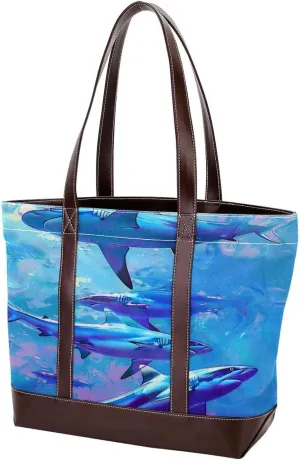 Tote Bag for Women, Large Tote Bags for Women, Women's Tote Handbags, Marine Animal Shark Swarm, Totes for Women