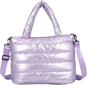 Tote Bag For Women Quilted Handbag Lightweight Winter Down Cotton Padded Shoulder Crossbody Handbags Down Padding Shopping