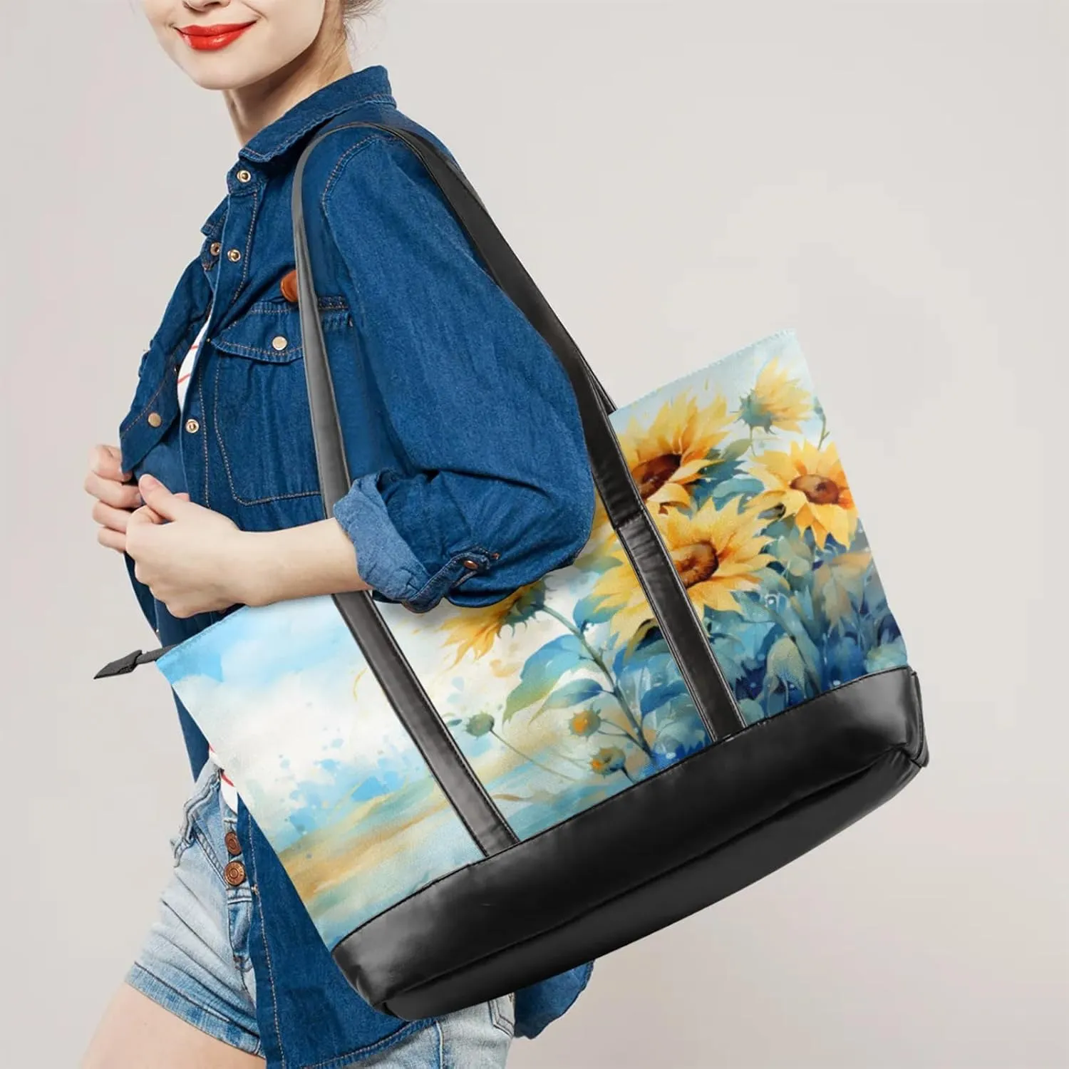 Tote Bag for Women with Zipper, Laptop Tote Bags Laptop Sleeve Case Shoulder Bag Messenger Bags