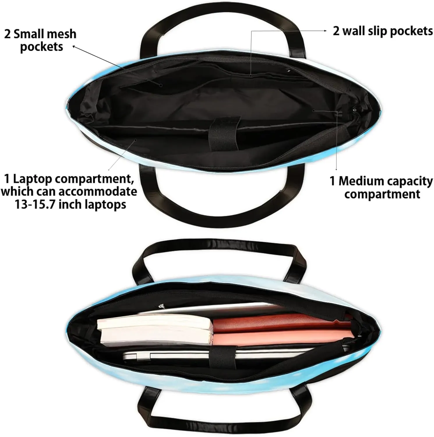 Tote Bag for Women with Zipper, Laptop Tote Bags Laptop Sleeve Case Shoulder Bag Messenger Bags