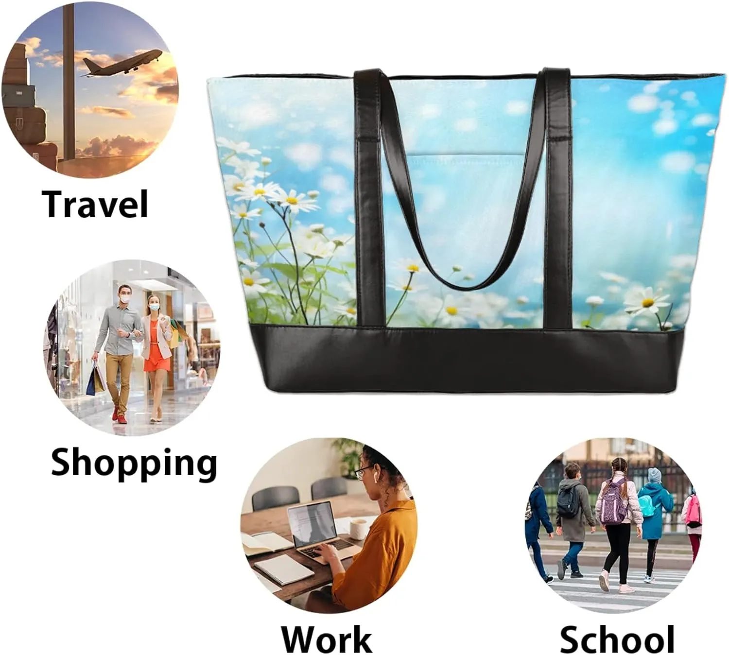 Tote Bag for Women with Zipper, Laptop Tote Bags Laptop Sleeve Case Shoulder Bag Messenger Bags