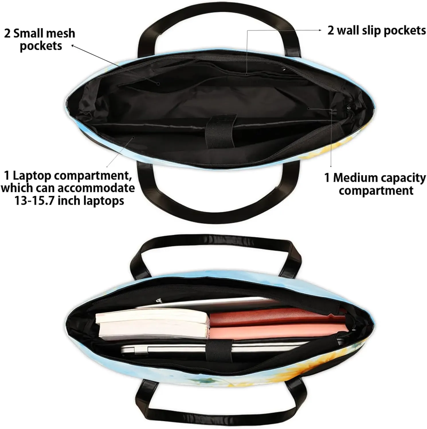 Tote Bag for Women with Zipper, Laptop Tote Bags Laptop Sleeve Case Shoulder Bag Messenger Bags