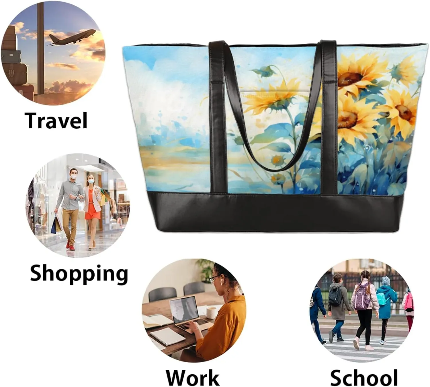 Tote Bag for Women with Zipper, Laptop Tote Bags Laptop Sleeve Case Shoulder Bag Messenger Bags