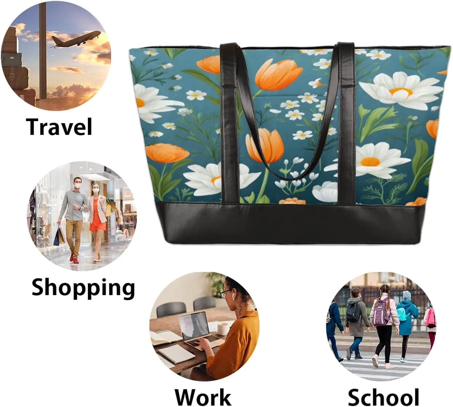 Tote Bag for Women with Zipper, Laptop Tote Bags Laptop Sleeve Case Shoulder Bag Messenger Bags