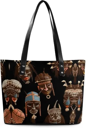 Tote Bag for Women with Zipper Shopping Bags African Ritual Ethnic Tribal Shopping Handbag Grocery Bags Beach Bag