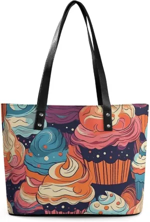 Tote Bag for Women with Zipper Shopping Bags Many Flavors of Cakes Shopping Handbag Grocery Bags Beach Bag