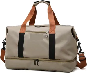 Tote Bag Weekender Bag Nylon Travel Bag Men's Duffel Bag Waterproof Carry-On Luggage Travel Tote Bag (Khaki)