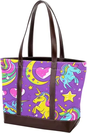 Tote Bags, Large Tote Bag, Women's Tote Handbags, Unicorn Cartoon Moon Planet Meteor, Totes for Women