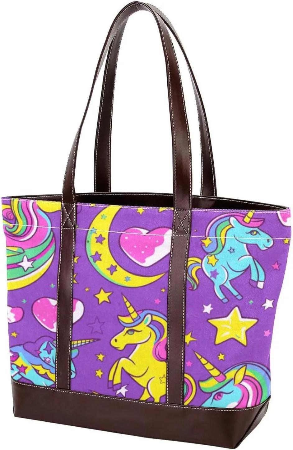 Tote Bags, Large Tote Bag, Women's Tote Handbags, Unicorn Cartoon Moon Planet Meteor, Totes for Women