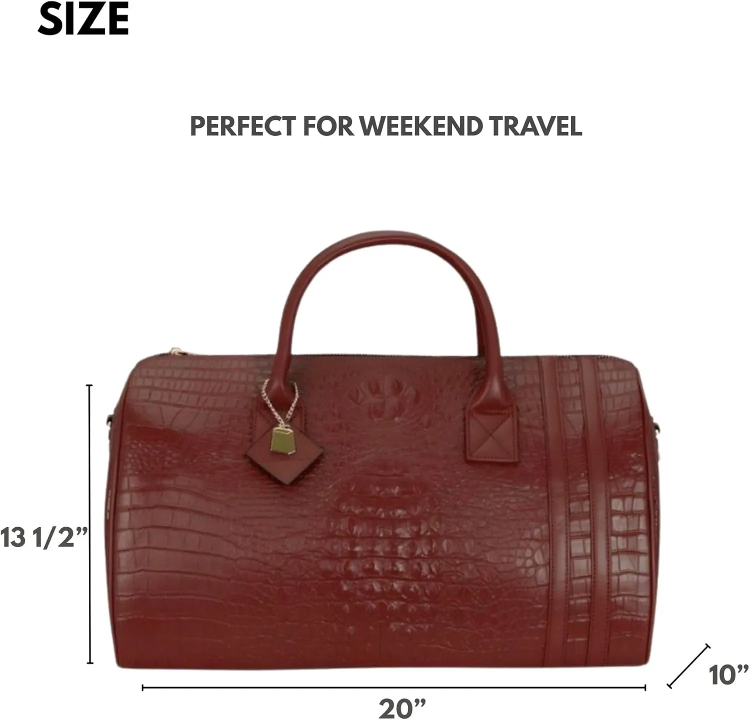 Tote&Carry Apollo 2 Duffle Bag for Travel Women & Men, TSA Approved Carry On Duffel Bag, Premium Vegan Leather w/Gold Hardware, Durable Weekender Luggage for All-Purpose Use (Brown, Regular)