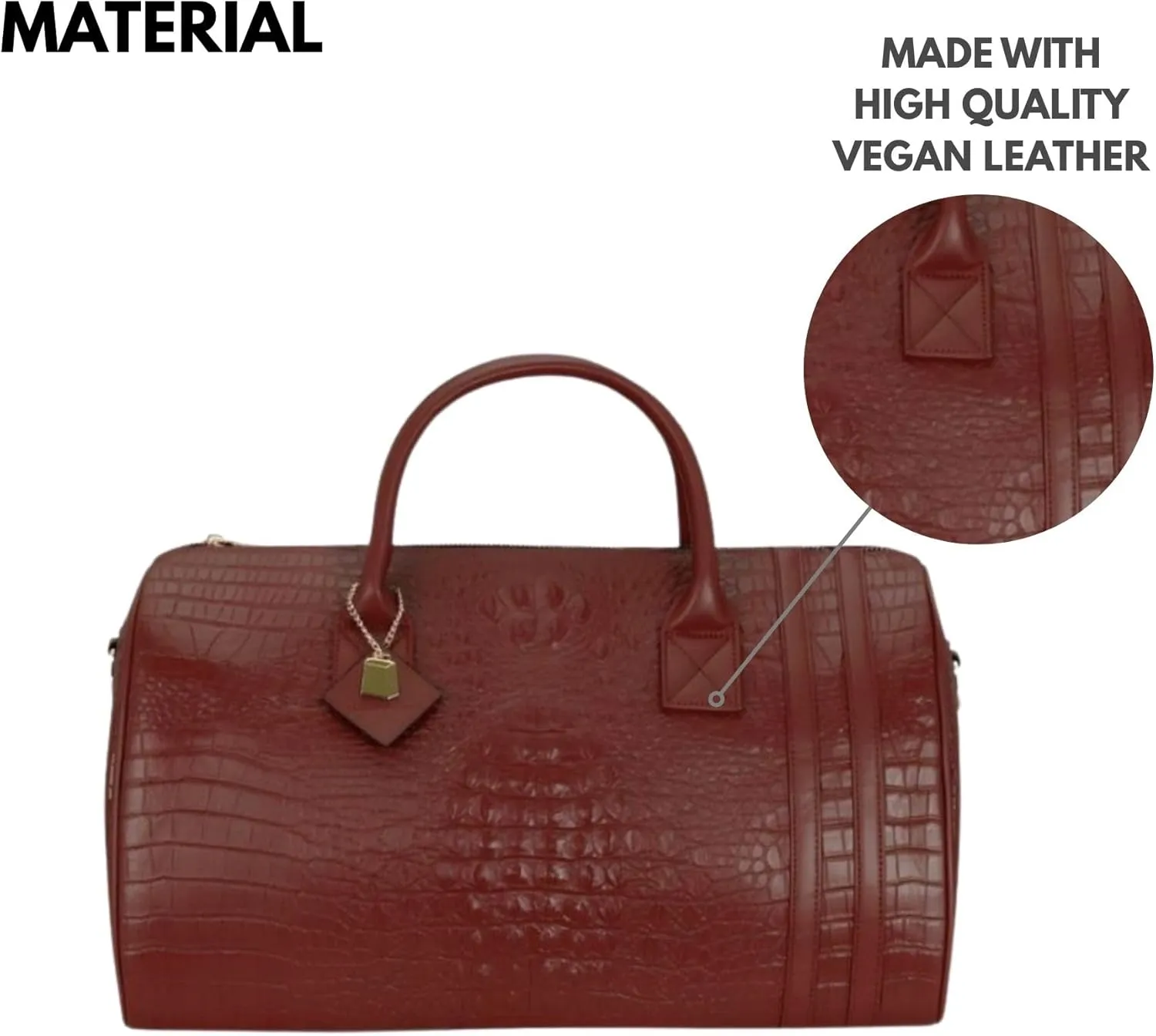 Tote&Carry Apollo 2 Duffle Bag for Travel Women & Men, TSA Approved Carry On Duffel Bag, Premium Vegan Leather w/Gold Hardware, Durable Weekender Luggage for All-Purpose Use (Brown, Regular)