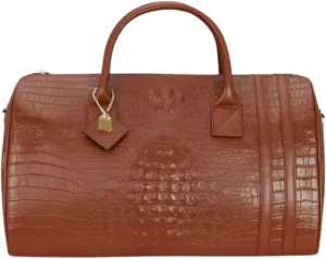 Tote&Carry Apollo 2 Duffle Bag for Travel Women & Men, TSA Approved Carry On Duffel Bag, Premium Vegan Leather w/Gold Hardware, Durable Weekender Luggage for All-Purpose Use (Caramel, Regular)