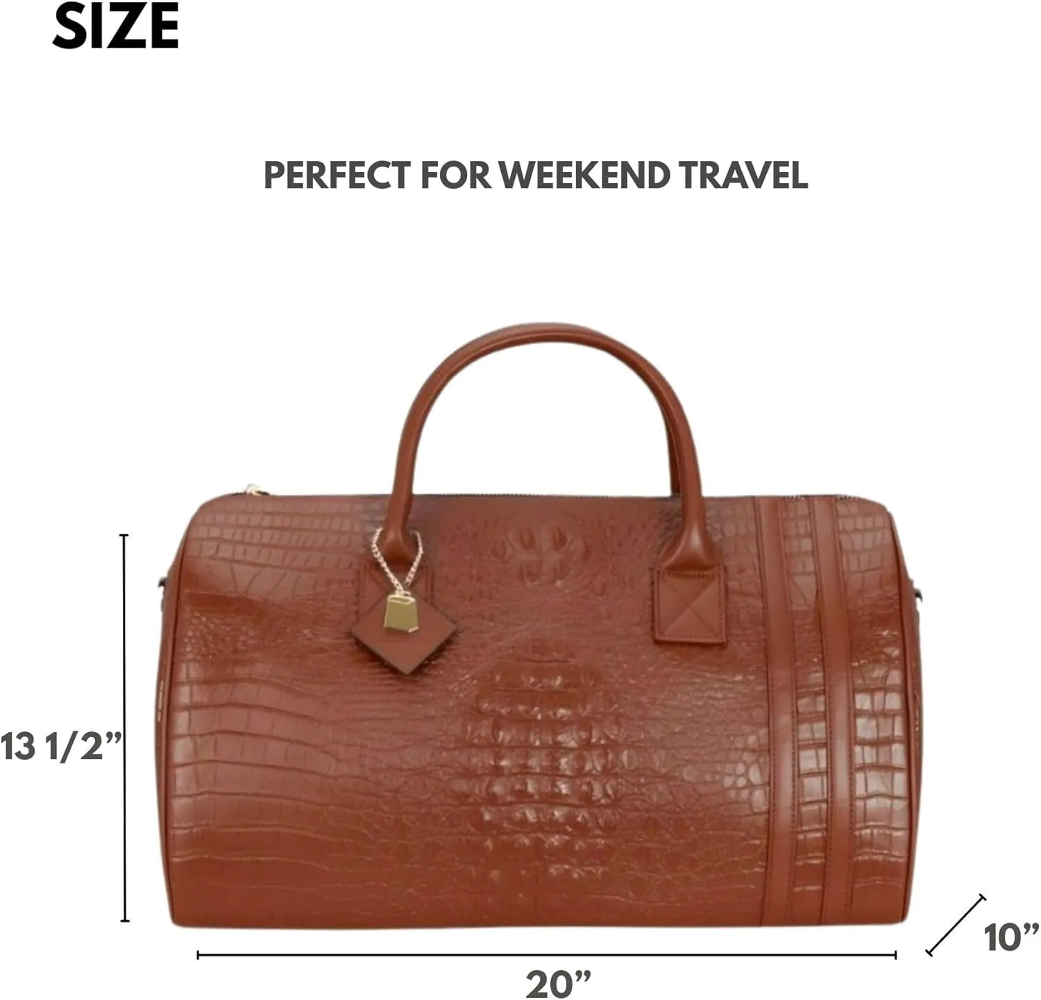 Tote&Carry Apollo 2 Duffle Bag for Travel Women & Men, TSA Approved Carry On Duffel Bag, Premium Vegan Leather w/Gold Hardware, Durable Weekender Luggage for All-Purpose Use (Caramel, Regular)