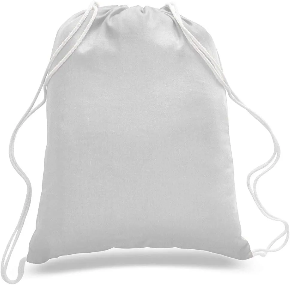 ToteBagFactory 6-Pack Cotton Canvas Drawstring Backpacks: Blank, Plain, Reusable Cloth, 14" W x 18" H
