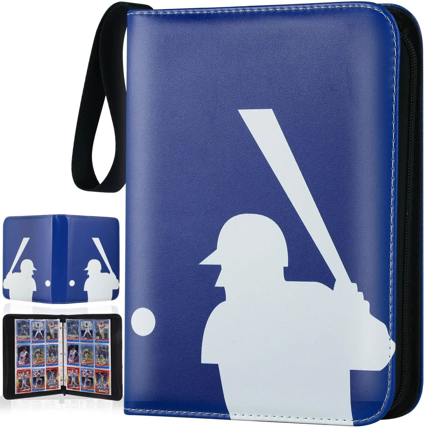 Trading Card Binder with Sleeves, Sports Card Binder Collectible Trading Card Albums Fits Cards with 50 Removable Sleeves (Blue, 900 Pockets)
