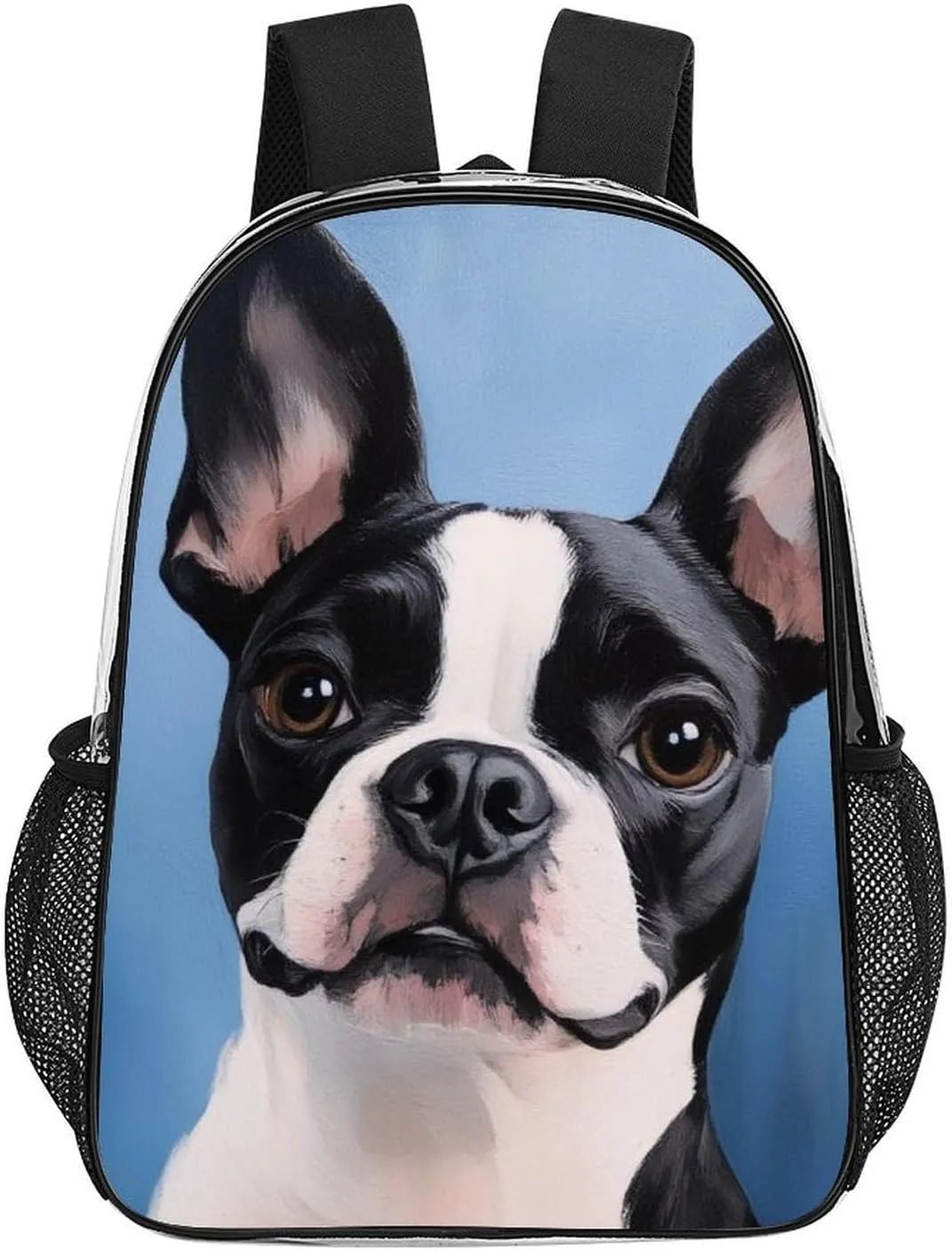 Transparent Daypack Backpack for Trekking Picnic Walking Cycling - Large Capacity Anti-Theft Multipurpose Shoulder Bag, Boston Terriers Painting Casual Daypack