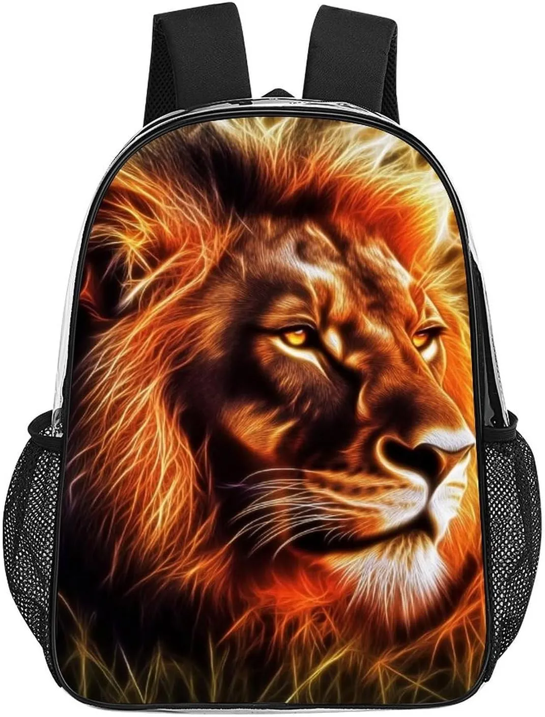 Transparent Daypack for Hiking Work Running - Big Capacity Anti-Theft Multipurpose Shoulder Bag, 3D Rasta Rastafarian African Lion Travel and Sport Backpack Rucksack