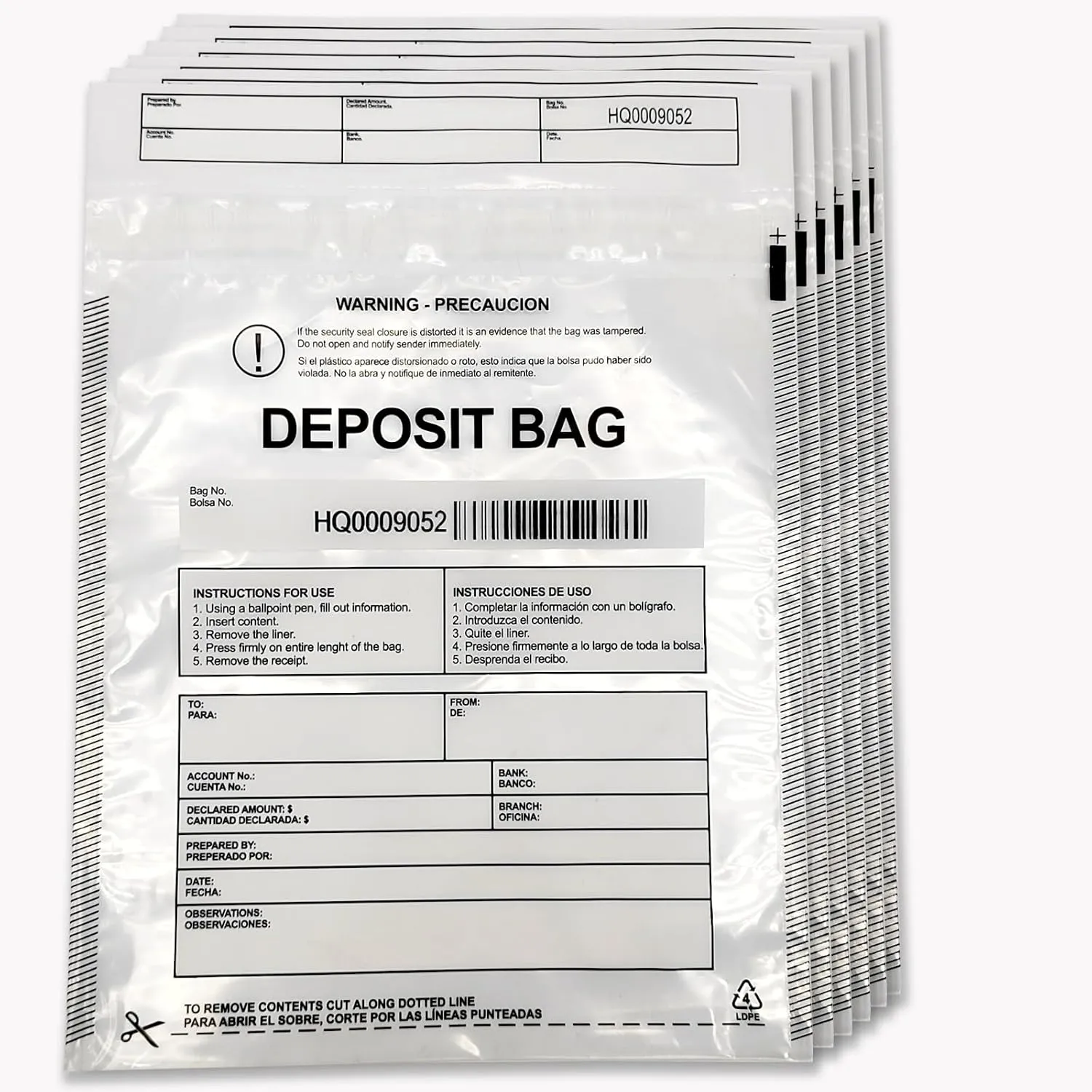 Transparent Plastic Deposit Bags, 500pcs 9x12in Tamper Proof Bag Security Bank Pocket,Cash Transfer Bag with Barcode and Self Sealing Adhesive,Used for Cash,Checks,Credit Cards