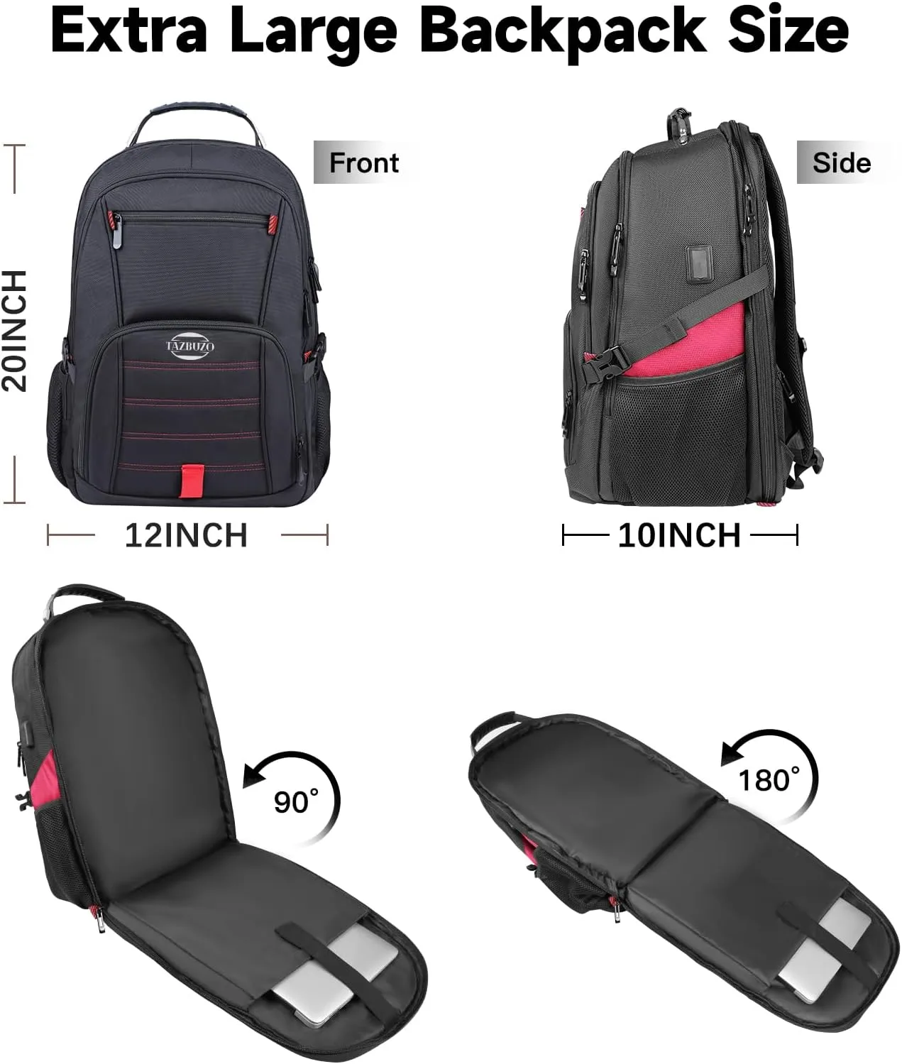 Travel Backpack, Extra Large Backpack, 50L Laptop Backpack for Men, big Backpack, Water Resistant TSA Approved Business Work College School Computer Bag with USB Port, Fits 17 Inch Laptops