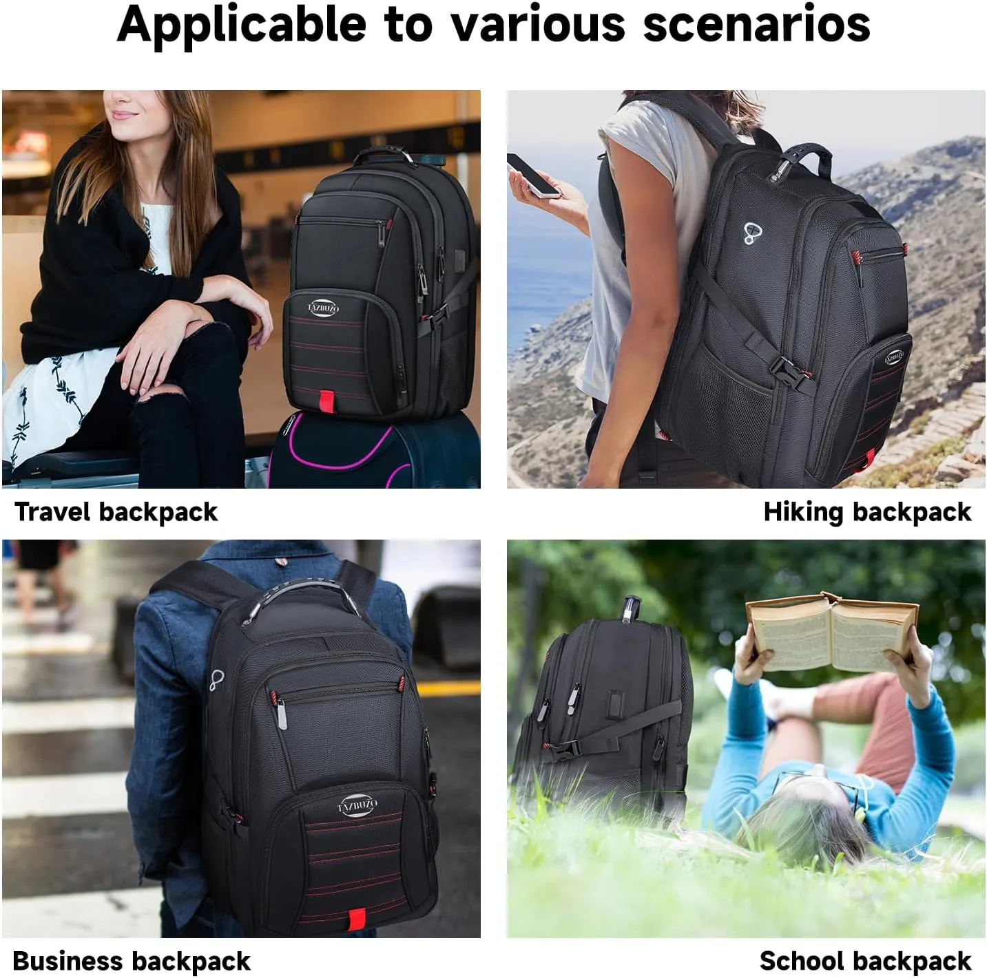 Travel Backpack, Extra Large Backpack, 50L Laptop Backpack for Men, big Backpack, Water Resistant TSA Approved Business Work College School Computer Bag with USB Port, Fits 17 Inch Laptops