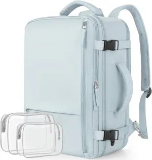 Travel Backpack for Women, Large Carry On Backpack for Travel, Waterproof Backpack Personal Item, Backpack for Women, laptop backpack 17.3 inch, College Bag Casual Daypack, Light Blue