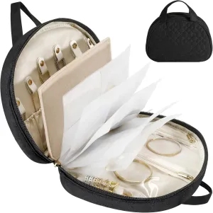 Travel Jewelry Organizer Case, WiweTote Jewelry Storage Book Ring Binder with Clear Jewelry Pouches Bags, Light Jewelry Bags for Earrings, Rings, Necklaces, Bracelet - Black