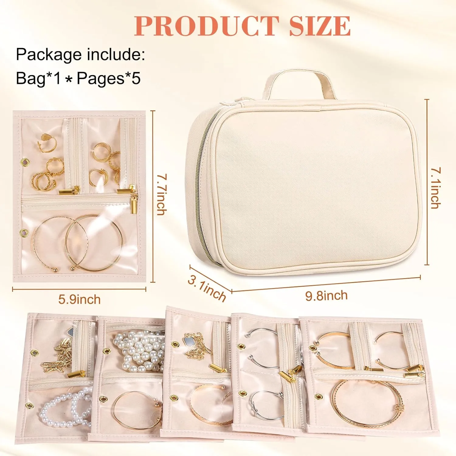 Travel Jewelry Organizer Case,Jewelry Storage Book Binder with Clear Zipper Pouch & Lining-Portable Jewelry Bag for Earrings,Rings,Necklaces,Bracelets-Perfect for Women,Traveling (Black)