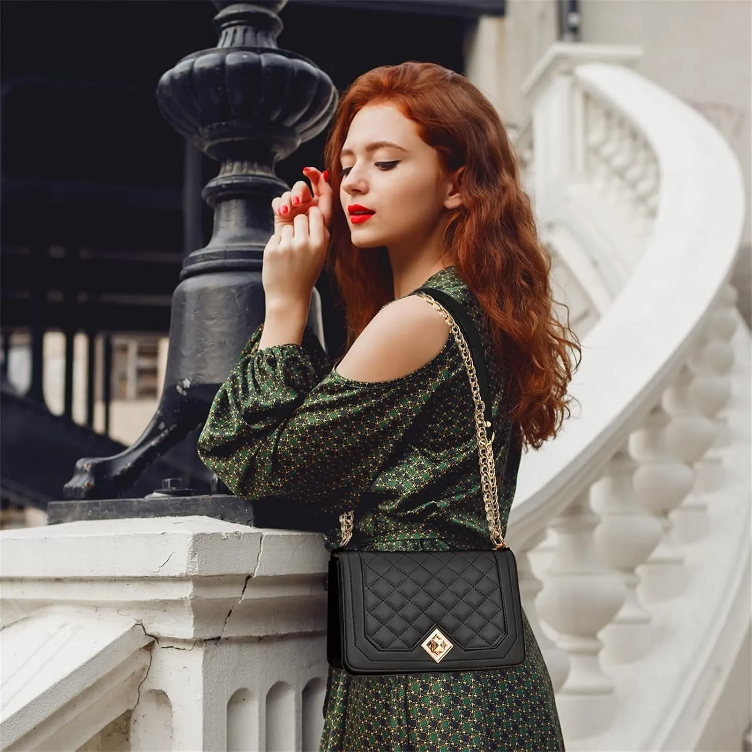 Travistar Crossbody Bags for Women Small Handbags PU Leather Shoulder Bag Purse Evening Bag Quilted Satchels with Chain Strap