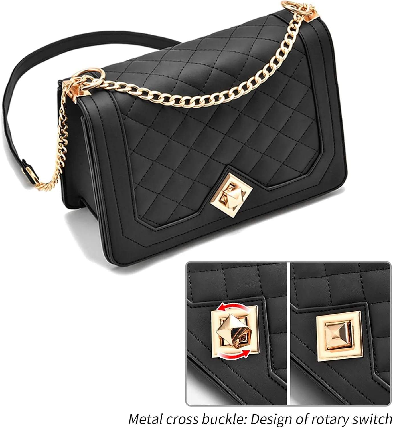 Travistar Crossbody Bags for Women Small Handbags PU Leather Shoulder Bag Purse Evening Bag Quilted Satchels with Chain Strap