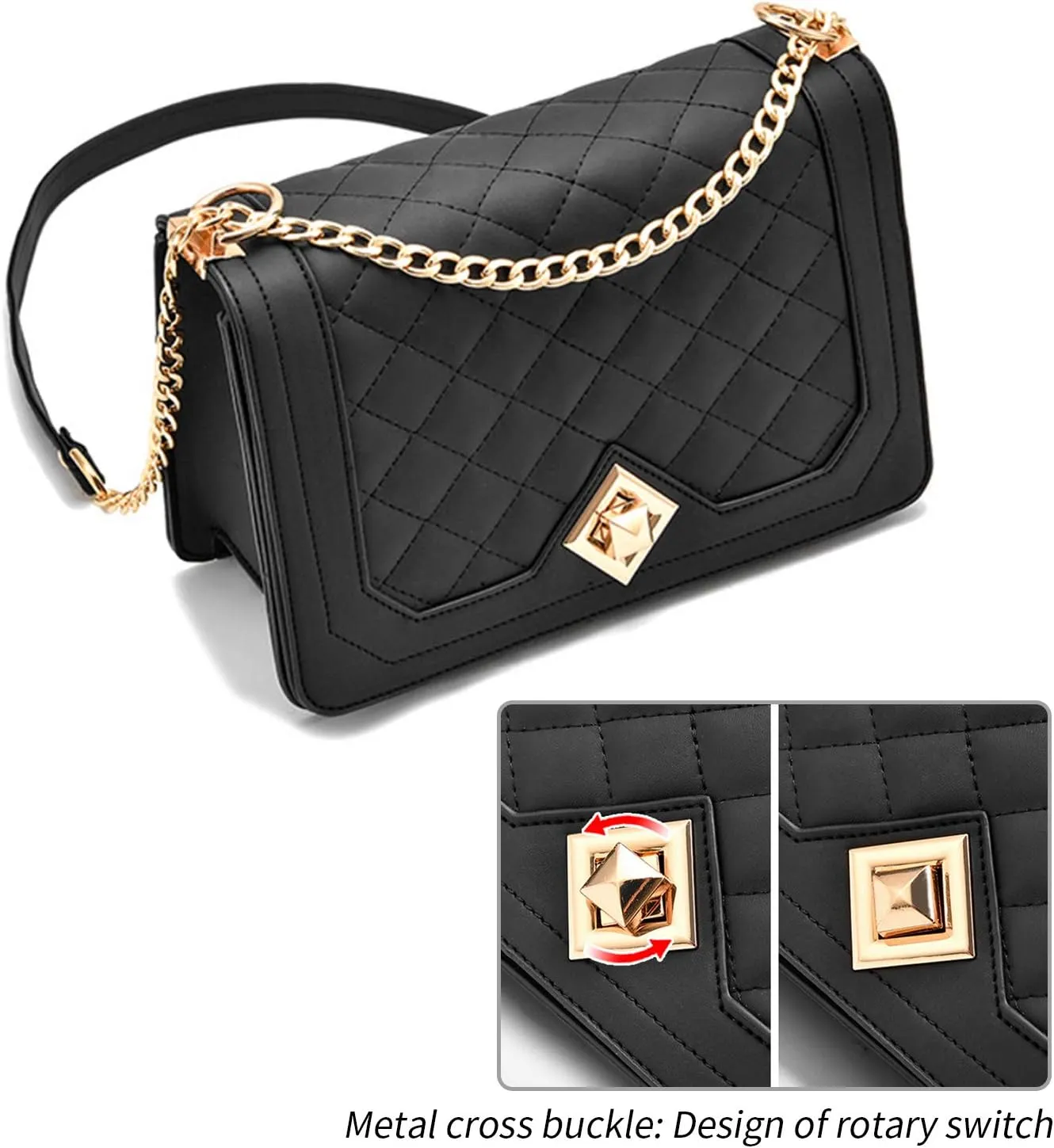 Travistar Crossbody Bags for Women Small Handbags PU Leather Shoulder Bag Purse Evening Bag Quilted Satchels with Chain Strap