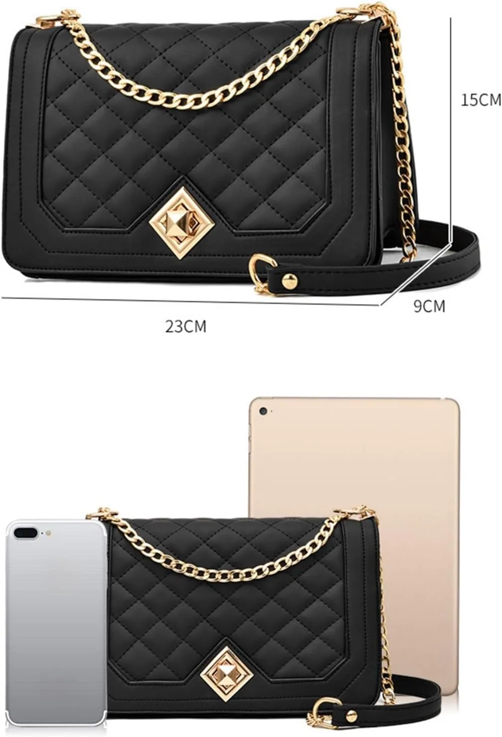 Travistar Crossbody Bags for Women Small Handbags PU Leather Shoulder Bag Purse Evening Bag Quilted Satchels with Chain Strap