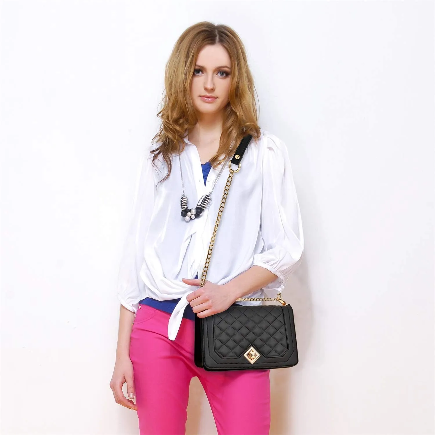 Travistar Crossbody Bags for Women Small Handbags PU Leather Shoulder Bag Purse Evening Bag Quilted Satchels with Chain Strap