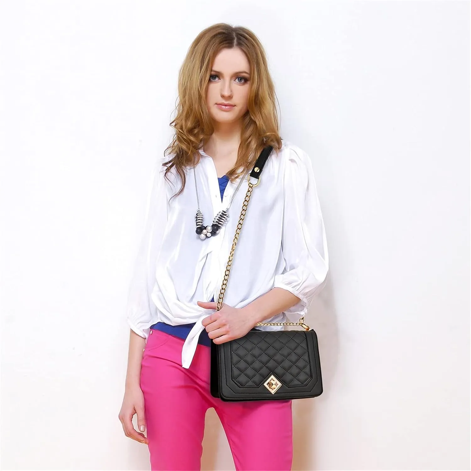Travistar Crossbody Bags for Women Small Handbags PU Leather Shoulder Bag Purse Evening Bag Quilted Satchels with Chain Strap