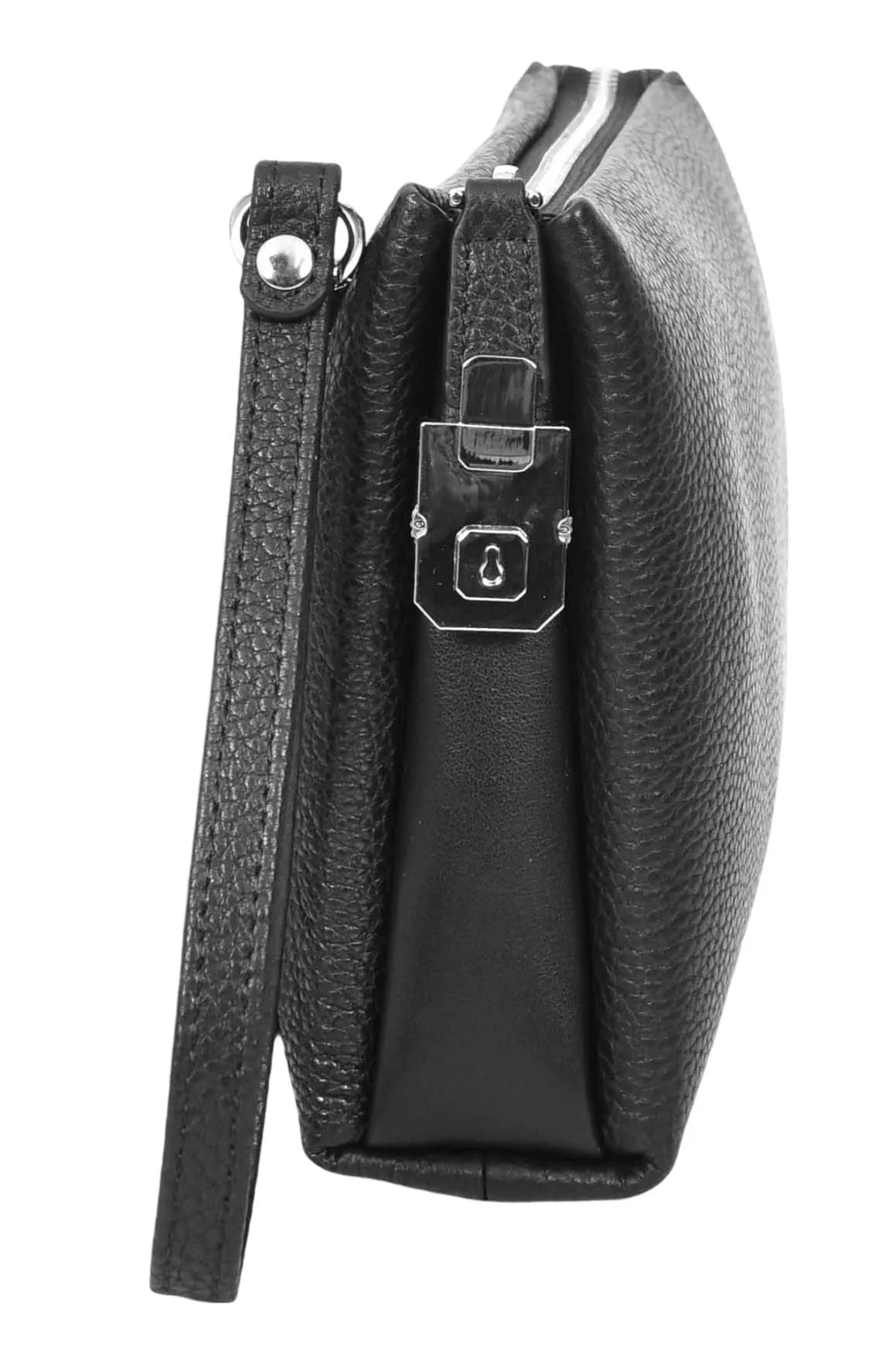 Trekkerwrist Real Leather Lockable Wrist Clutch Bag Black