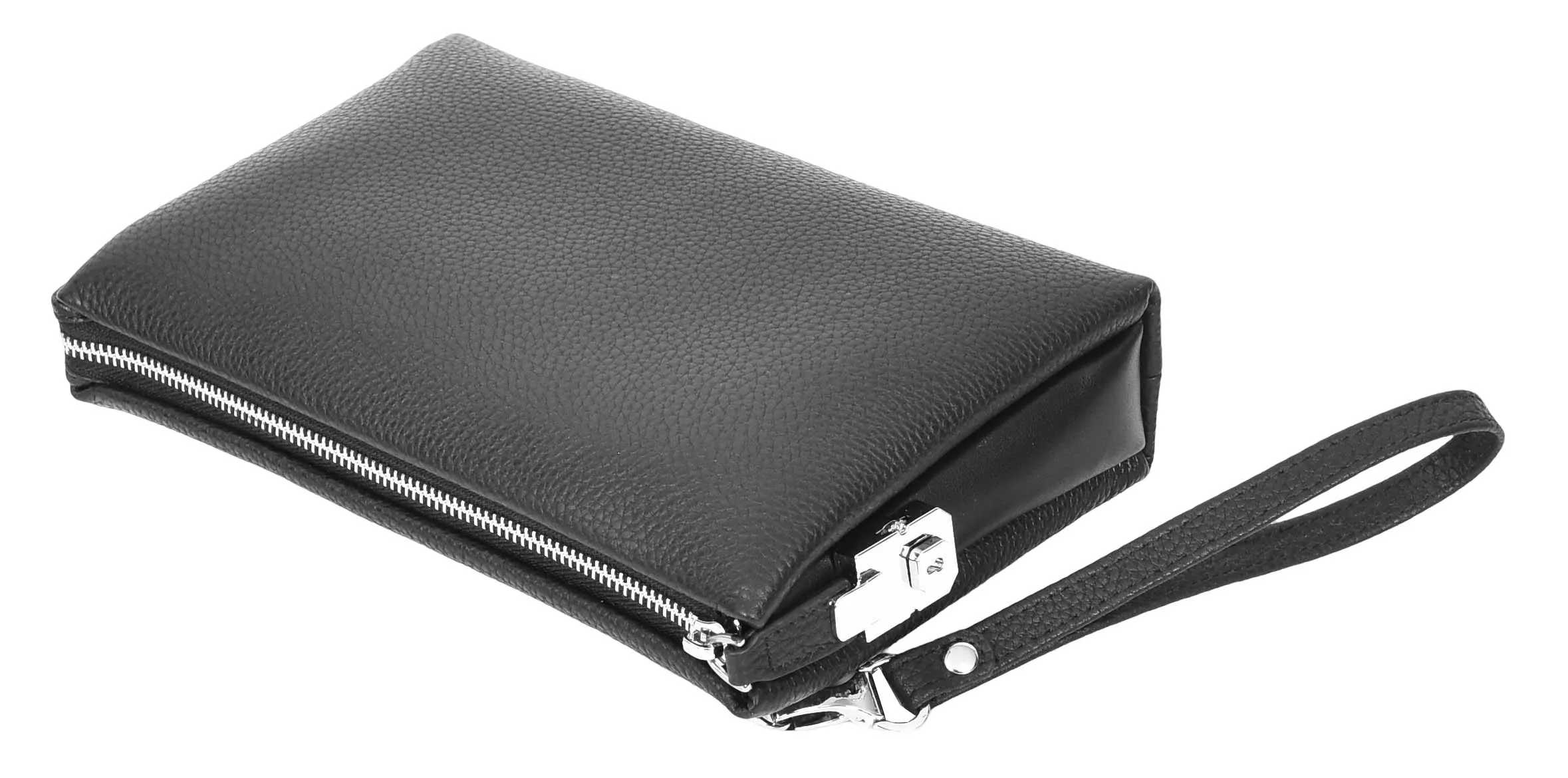 Trekkerwrist Real Leather Lockable Wrist Clutch Bag Black