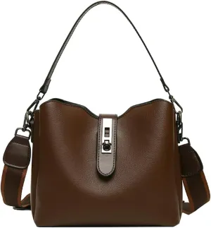 Trendy Bucket Bag for Women Vegan Leather Shoulder Crossbody Bags Small Tote Handbags Top-handle Satchels