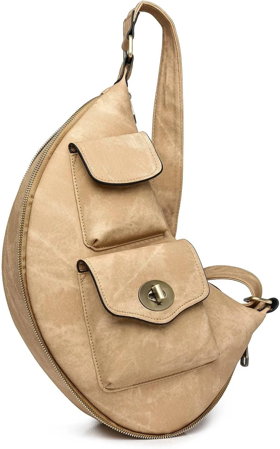 Trendy Crossbody Purse Chest Bag With Adjustable Guitar Strap For Handbags for Women Shoulder Bags (Khaki, One Size)