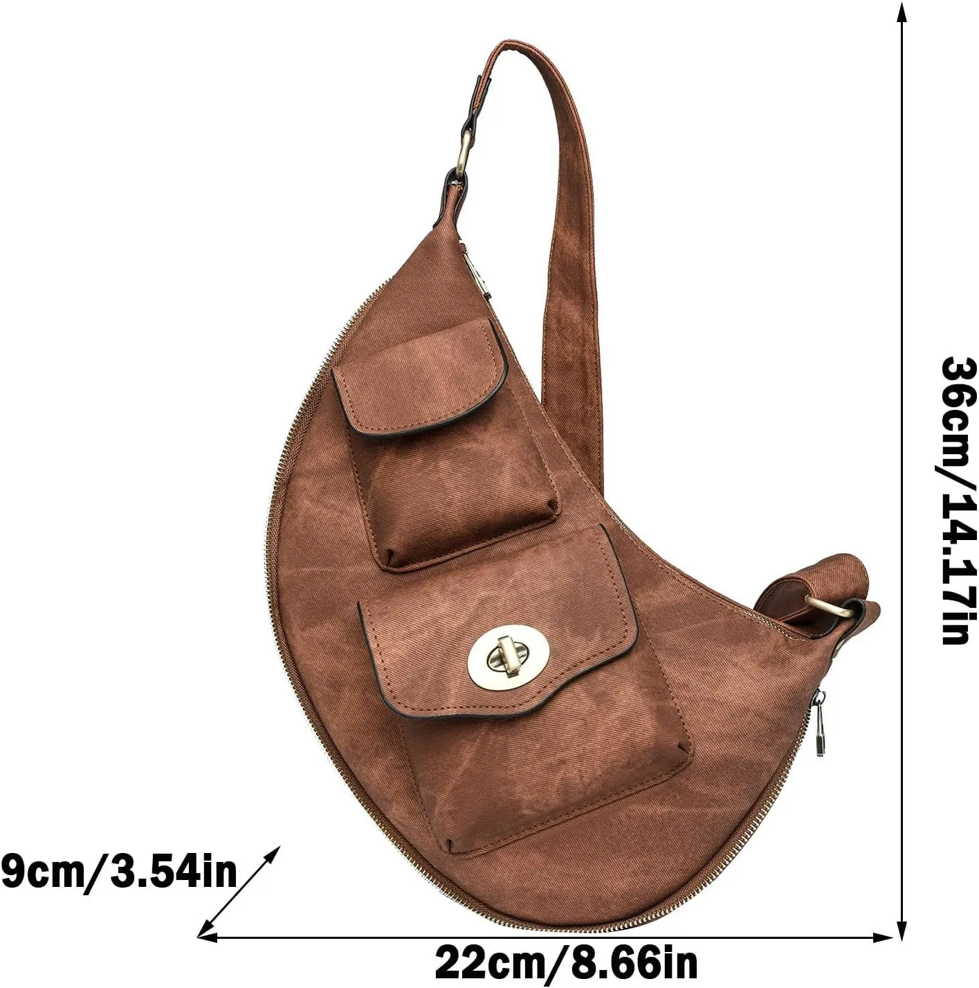 Trendy Crossbody Purse Chest Bag With Adjustable Guitar Strap For Handbags for Women Shoulder Bags (Khaki, One Size)