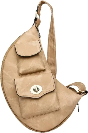 Trendy Crossbody Purse Chest Bag With Adjustable Guitar Strap For Handbags for Women Shoulder Bags (Khaki, One Size)