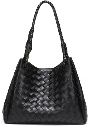 Trendy Woven Bucket Hobo Bags Women Underarm Shoulder Bag Cute Satchels Crossbody Purse PU Leather Top-Handle Tote Handbag