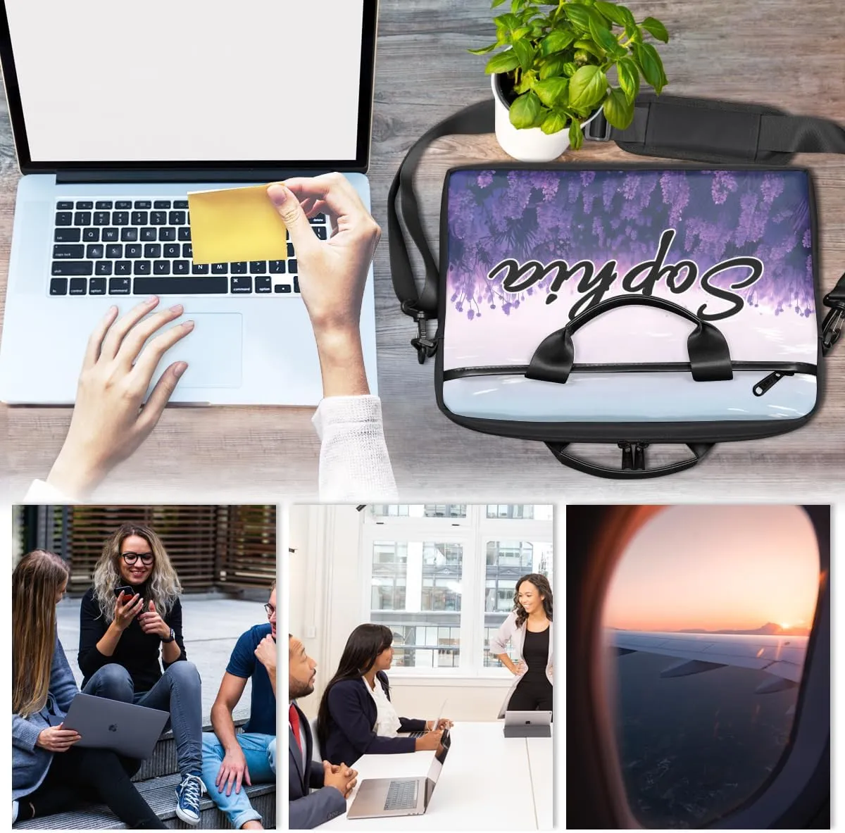 TropicalLife Personalized Laptop Bag 15 Inch Custom Sleeve Case with Handle Shoulder Strap Computer Messenger Bag