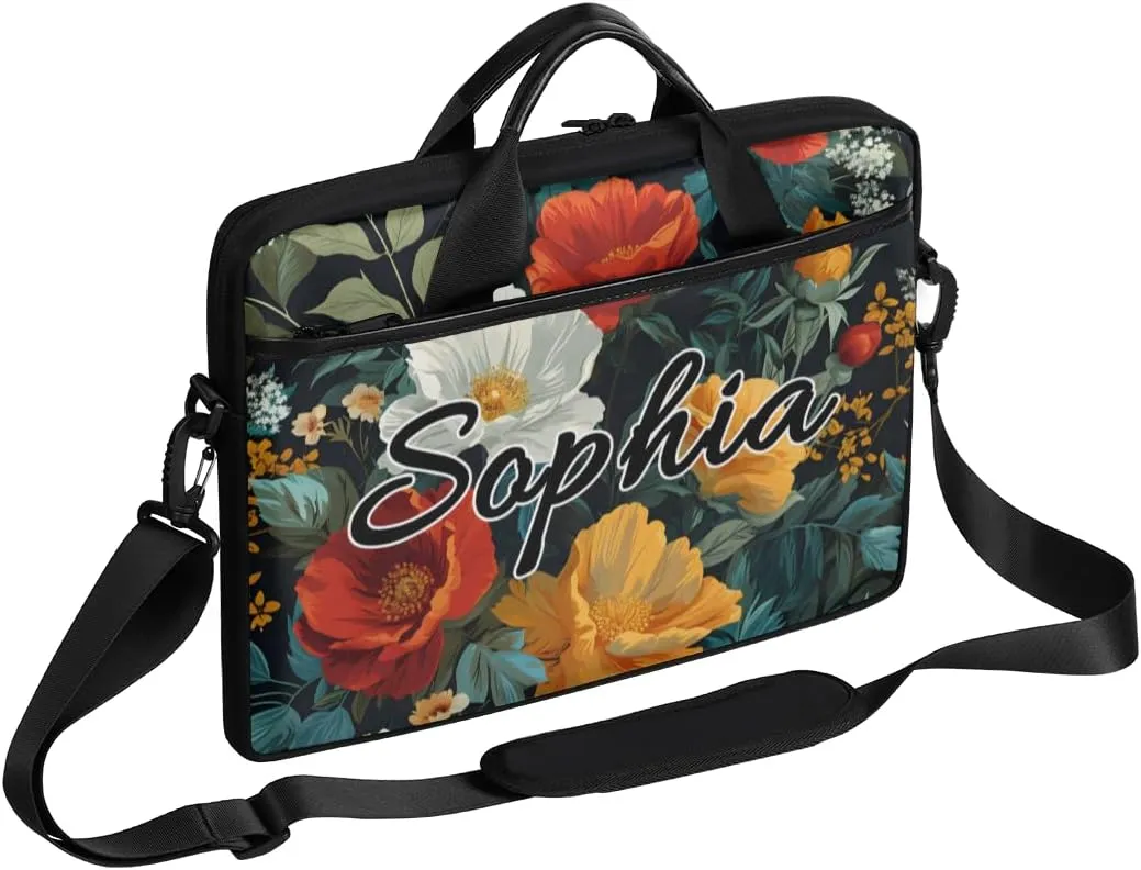 TropicalLife Personalized Laptop Bag 15 Inch Custom Sleeve Case with Handle Shoulder Strap Computer Messenger Bag