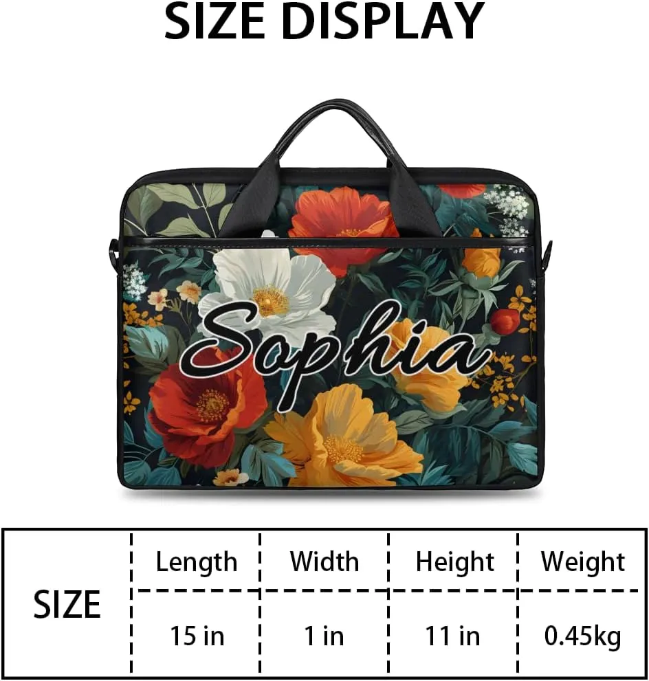 TropicalLife Personalized Laptop Bag 15 Inch Custom Sleeve Case with Handle Shoulder Strap Computer Messenger Bag