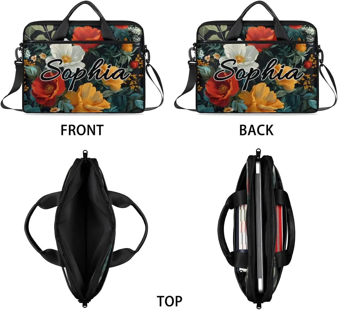 TropicalLife Personalized Laptop Bag 15 Inch Custom Sleeve Case with Handle Shoulder Strap Computer Messenger Bag