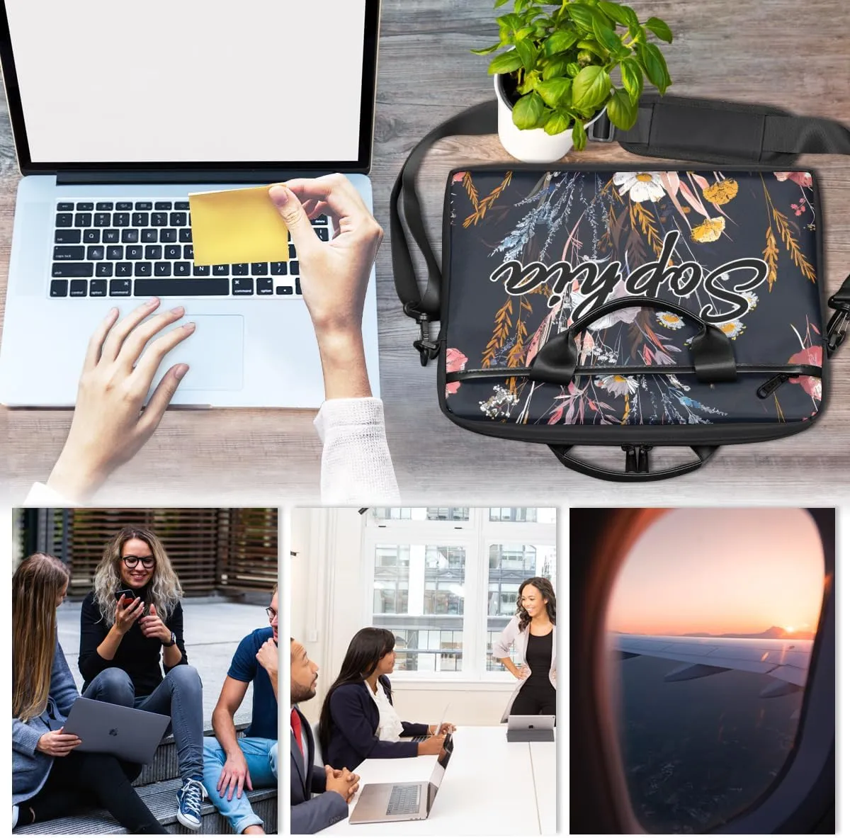 TropicalLife Personalized Laptop Bag 15 Inch Custom Sleeve Case with Handle Shoulder Strap Computer Messenger Bag
