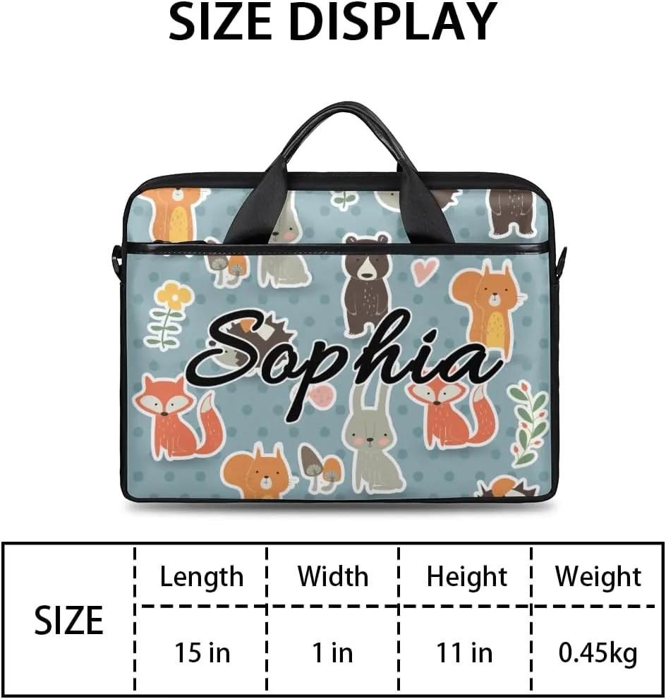 TropicalLife Personalized Laptop Bag 15 Inch Custom Sleeve Case with Handle Shoulder Strap Computer Messenger Bag