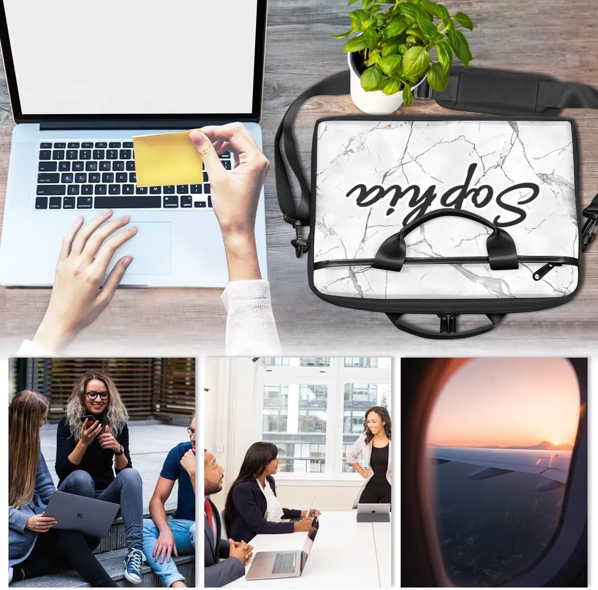 TropicalLife Personalized Laptop Bag 15 Inch Custom Sleeve Case with Handle Shoulder Strap Computer Messenger Bag