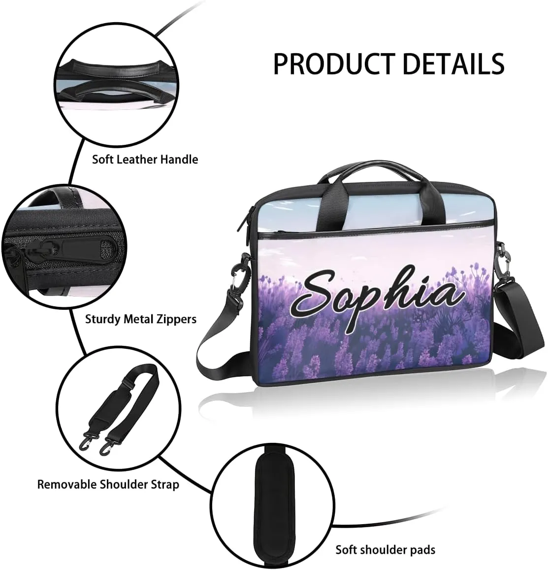 TropicalLife Personalized Laptop Bag 15 Inch Custom Sleeve Case with Handle Shoulder Strap Computer Messenger Bag